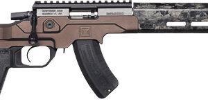Christensen Arms MPR Rimfire 22 WMR rifle Desert Brown side view with carbon fiber handguard