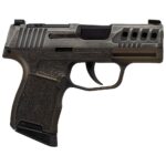 GoldBugP365BB R Sig Sauer P365 "Gold Bug" Handgun 9mm luger 10rd Magazines(2) 3.1" Black Barrel Tactical Cut Distressed Grey Slide/Brown Grip Octagon Stippling