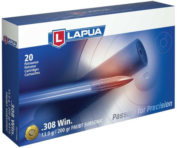 LP4317340 Lapua Rifle Ammunition .308 Win Subsonic 200 gr FMJ-BT 20/Box