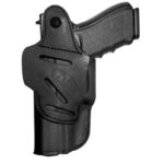 a black holster with a gun