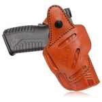 a gun holster with a black handle