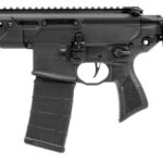 a black gun with a white background