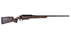 a brown and black rifle