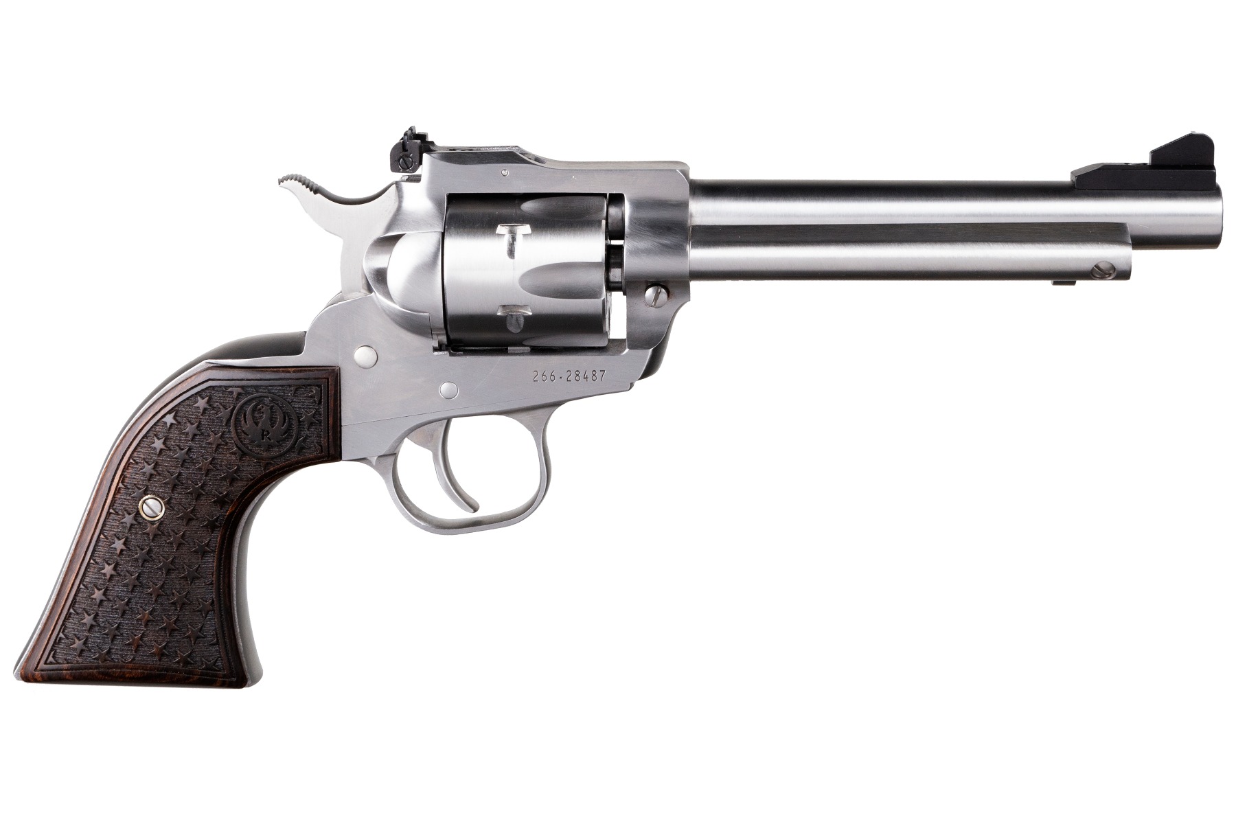 Ruger Single-Six Convertible stainless revolver with 5.5-inch barrel and wood grips