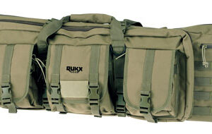 Rukx Gear ATICT36DGG Tactical Double Gun Case 36" Water Resistant Green 600D Polyester w/ Non-Rust Zippers Reinforced Velcro & Adjustable Back Straps