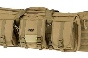 Rukx Gear ATICT42DBT Tactical Double Gun Case 42" Water Resistant Tan 600D Polyester w/ Non-Rust Zippers Reinforced Velcro & Adjustable Back Straps