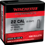 139136 Winchester Ammo WB22HP46X Reloading Bullets 22Hornet 46gr Hollow Point 100 Per Box/10 Case