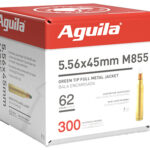 156462 Aguila 1E556125 Green Tip M855 5.56x45mm NATO 62gr Full Metal Jacket Boat Tail 300 Per Box/4 Case