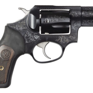 Ruger SP101 .357 Magnum 2.25-inch engraved revolver with rubber and wood-inlay grips