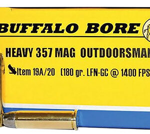 Buffalo Bore Ammunition 19A20 Outdoorsman Strictly Business 357Mag 180gr Hard Cast Flat Nose 20 Per Box/12 Case