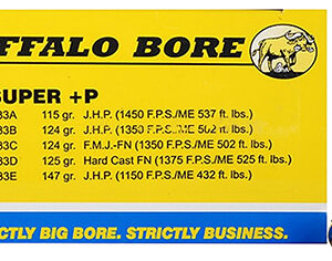 Buffalo Bore Ammunition 33E20 Personal Defense Strictly Business 38Super +P 147gr Jacket Hollow Point 20 Per Box/12 Case
