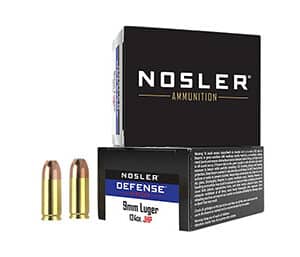 Nosler 38432 Defense Handgun 9mmLuger+P 124gr Bonded Performance Jacketed Hollow Point 20 Per Box/10 Case