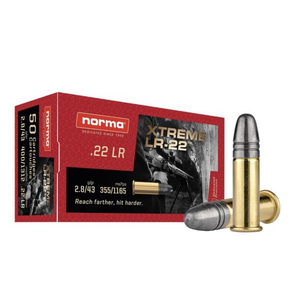 NH2421115 Norma XLR Rimfire Ammunition .22 LR 43gr LRN 1165 fps 50/ct