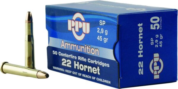 OQPP22H PPU Rifle Ammunition .22 Hornet 45 gr SP 2430 fps 50/ct