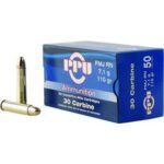 OQPP30F PPU Rifle Ammunition .30 Carbine 110 gr FMJ-RN 1990 fps 50/ct