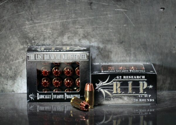 QD000023 G2 Research R.I.P. Handgun Ammunition .45 ACP 162 gr HP 1020 fps 20/box