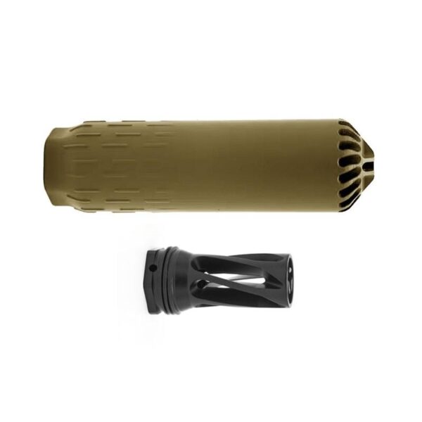 WZ3222 1 Huxwrx Flow 6k Suppressor Kit 5/8x24 FDE with Flash Hider