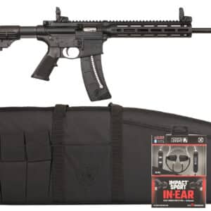 Smith & Wesson M&P15-22 .22 LR 16.5 inch black sport bundle with ear buds and case