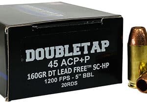 DoubleTap Ammunition 45A160XM   45ACP 160gr Lead Free Hollow Point 20 Per Box/50 Case