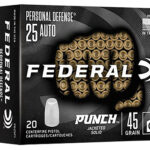 162262 Federal PD25P1 Punch Personal Defense 25ACP 45gr Hollow Point 20 Per Box/10 Case