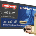 164637 Norma Ammunition 801407727 Safeguard 40S&W 180gr Jacketed Hollow Point 50 Per Box/20 Case