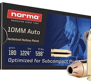 Norma Ammunition 801109265   10mm 180gr Jacketed Hollow Point 50 Per Box/20 Case