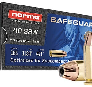 Norma Ammunition 801407887  Safeguard 40S&W 165gr Jacketed Hollow Point 50 Per Box/20 Case