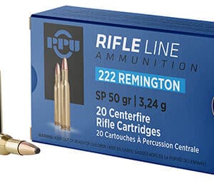 PPU PP222 Standard Rifle  222Rem 50gr Soft Point 20 Per Box/50 Case