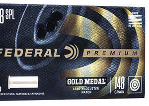 Federal GM38A Premium Gold Medal 38Special 148gr Lead Wadcutter 50 Per Box/20 Case