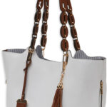 BDP055 BULLDOG CONCEALED CARRY PURSE - BRAIDED TOTE STYLE WHITE