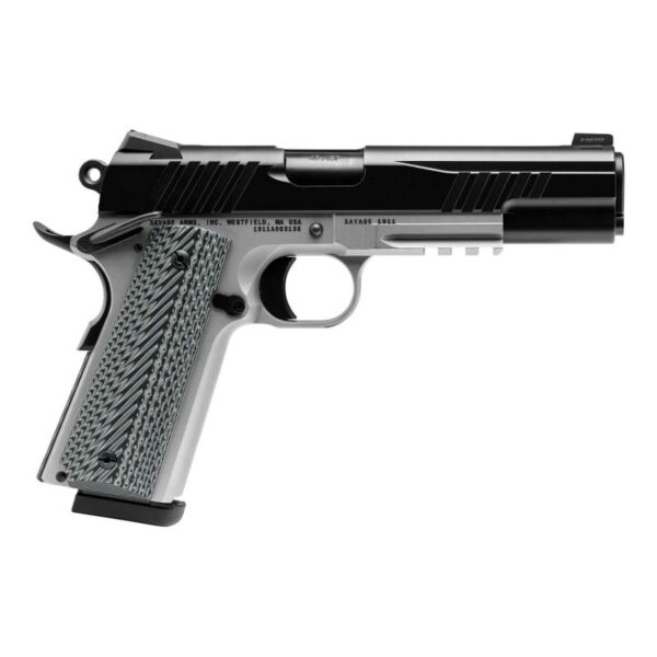 BV67208 1 Savage 1911 Gov't Style Handgun 9mm Luger 10rd Magazines (2) 5" Barrel Black and Stainless with Rail