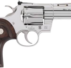 Colt Python .357 Magnum stainless revolver with walnut grips and green fiber optic front sight