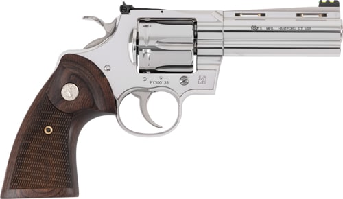 Colt Python .357 Magnum stainless revolver with walnut grips and green fiber optic front sight