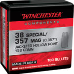 133830 Winchester Ammo WB357H158X Centerfire Handgun Reloading 357Mag 158gr Jacketed Hollow Point 100 Per Box/10 Case