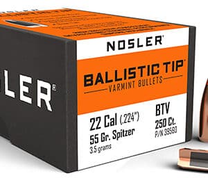 Nosler 39560 Ballistic Tip  22Cal 55gr Spitzer Point 250/Box
