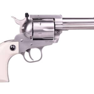 Ruger Flattop stainless revolver with simulated ivory grips and 4 5/8-inch barrel