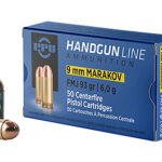 57102 PPU PPH9MF Handgun 9x18Makarov 93gr Full Metal Jacket 50 Per Box/20 Case