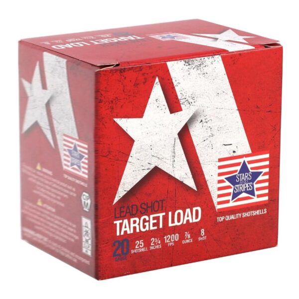 CT82408 Star and Stripes Target Load Shotshells 20ga 2-3/4" 7/8oz #8 1200 fps 25/ct