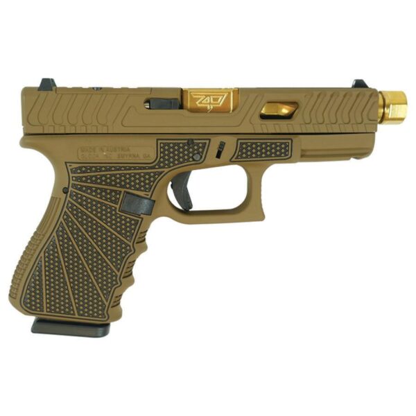 GLPI19502JMBOGB 1 Glock 19 Gen 3 Custom "Jimbo Ripple Stipple" Handgun 9mm Luger 15rd Magazines (2) 4" Gold Barrel Austria