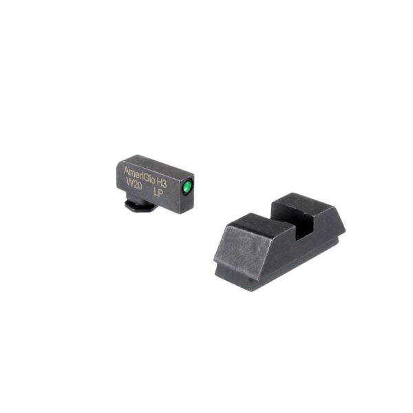 KQGL880 1 Ameriglo Optics Compatible Tritium Handgun Sight Set for Glock Flat Black .295? Rear 1L Tall Green with Black .220? Front