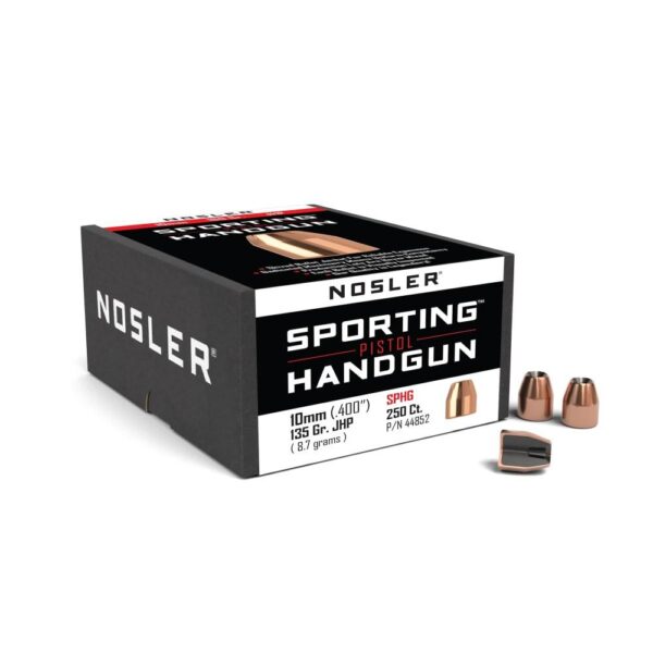 NO44852 1 Nosler Sporting Handgun Pistol Bullets .40/10mm .400" 135 gr JHP 250/ct