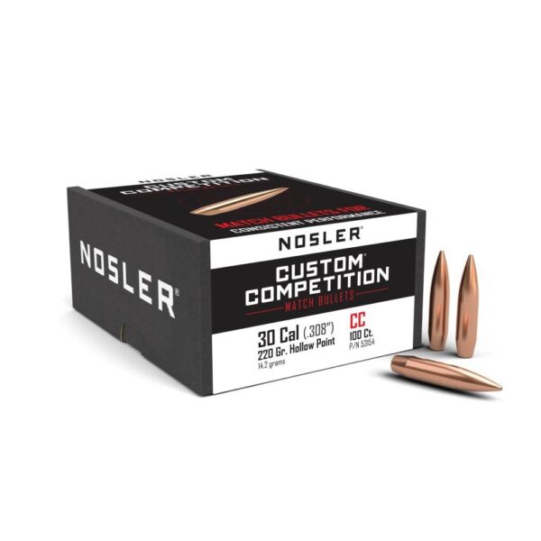 NO53154 1 Nosler Custom Competition Bullets .30 cal .308" 220 gr HPBT 100/ct