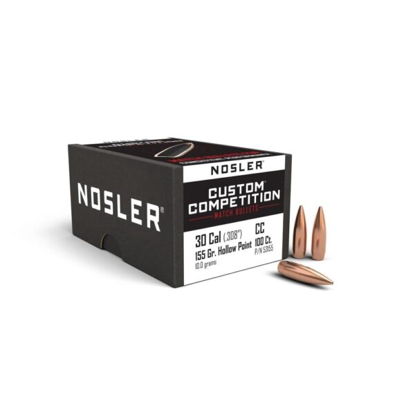 NO53155 1 Nosler Custom Competition Bullets .30 cal .308" 155 gr HPBT 100/ct