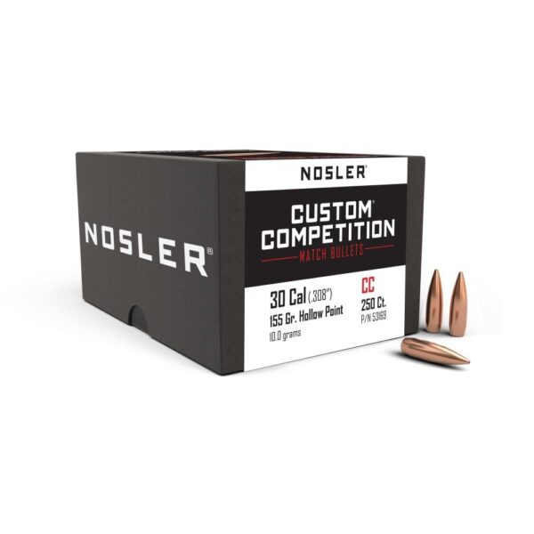 NO53169 1 Nosler Custom Competition Bullets .30 cal .308" 155 gr HPBT 250/ct