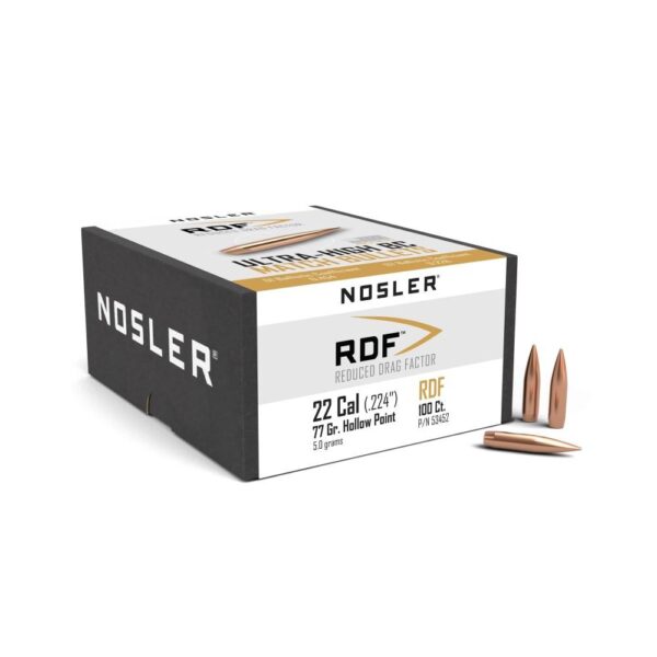 NO53452 1 Nosler RDF Match Bullets .22 cal .224" 77 gr HPBT 100/ct)