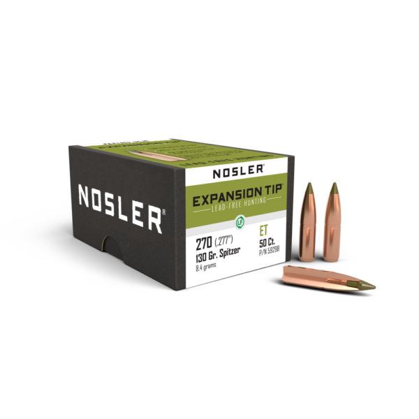 NO59298 1 Nosler E-Tip Lead-Free Hunting Bullets .270 cal .277" 130 gr SPTZ E-TIP 50/ct