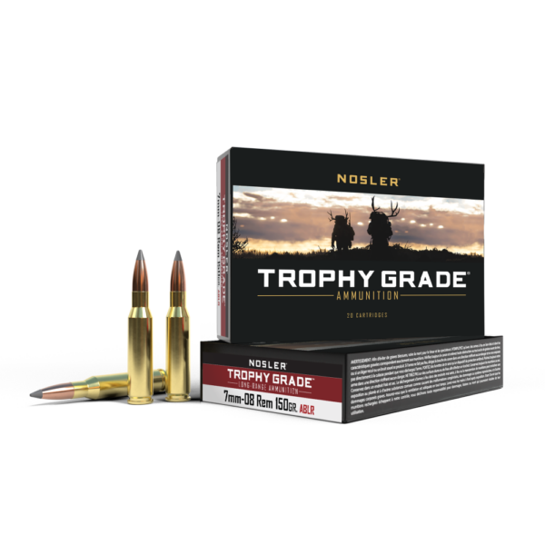 NO61020 1 Nosler Trophy Grade Rifle Ammunition 7mm-08 Rem 150 gr ABLR 2750 fps 20/ct