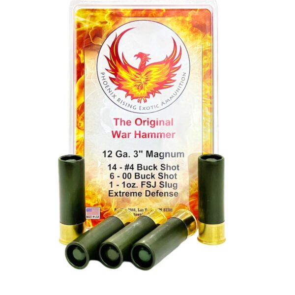 PPPRTHORSHAMMER Phoenix Rising War Hammer Shotshell 12ga 3" 14-#4 Buckshot 6-00 Buckshot 1oz Slug 5/ct