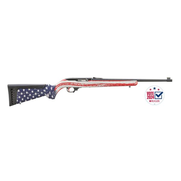 UR31207 6 Ruger 7th Editon Collector's Series "Vote 2024" 10/22 Rifle .22Lr 10rd Magazine(1) 18.5'' Barrel American Flag Camo Stock BX-Trigger