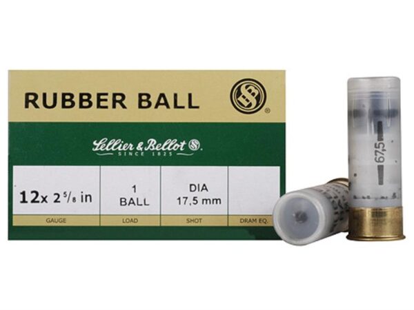 ZYSB12RBA Sellier & Bellot Shotgun Ammunition 12 ga 2 3/4" 1 ball Rubber - 25/box